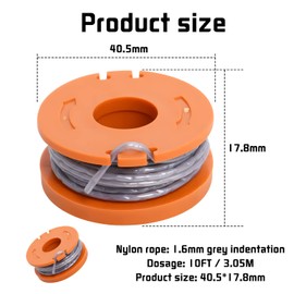 MUFUSHAN Pack of 4 Grass Trimmer Spool Compatible with Mac Allister Grass Trimmer MGTP 18 Li and Worx WG150, WG151