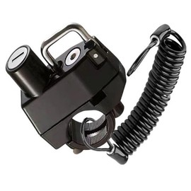 Motorcycle Helmet Lock for 22mm-28mm Handlebar Retractable Steel Cable with Key and Special Wrench, Multifunctional Holder