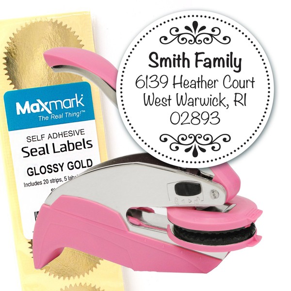 Custom Monogram Address Embosser - Personalized Round Seal with 50