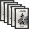 KissNow 11x17 Picture Frame 5 Pack, Black Solid Wood Poster