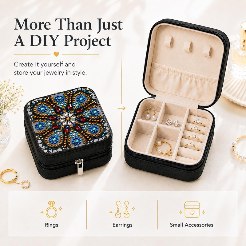 2 PC Diamond Art Jewelry Boxes for Adults Craft Kits