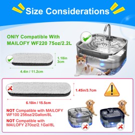 MyfatBOSS 8 Pack 75oz/2.2L Dog Water Fountain Filters Compatible with MAILOFY WF220 75oz/2.2L Stainless Steel Fountain, Dog Fountain Carbon Filter Replacement Fit for Automatic Pet Water Dispenser