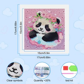 Ainiv Children's Diamond Painting with Wooden Frame, 5D DIY Cartoon Diamond Painting Pictures, Painting by Numbers Diamond Painting, DIY Diamond Painting Pictures Children Girls Animals for Home Wall