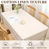 Dremisland Beige Table Cloth Rectangular Cotton Linen Tablecloths Washable Embroidery