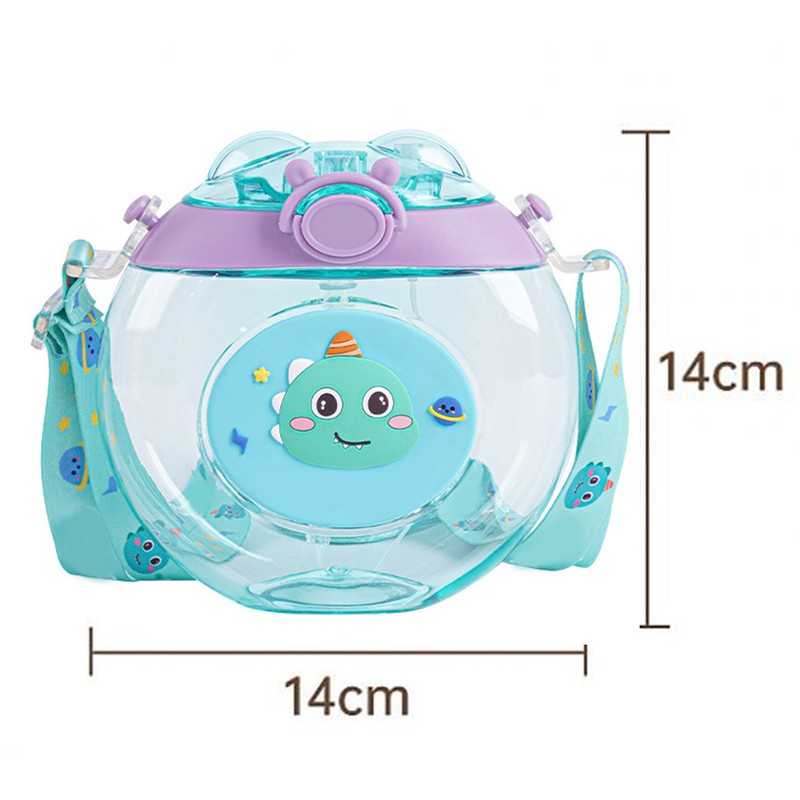 Donut Shaped Water Bottle Kids Cute Cartoon Plastic Portable Straw