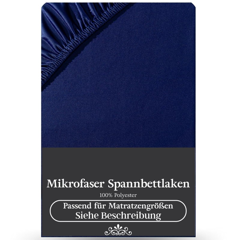 Visaggio Microfibre Fitted Sheet 90-100 x 200 cm Dark Blue