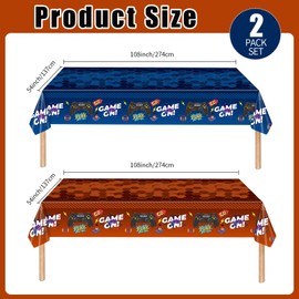 Xjoviative 2 Pcs Video Game Plastic Tablecloth 54x108 Inch, Game Theme Birthday Decoration Table Cloth Disposable Table Cover Rectangle for Boys Girls Kids Player Geek Party Supplies (Video Game)