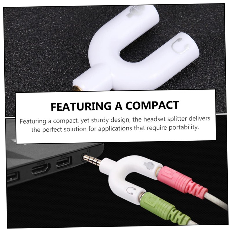 LALAFINA U Shape 3.5mm Headphone Splitter Adapter Mic Converter Stereo