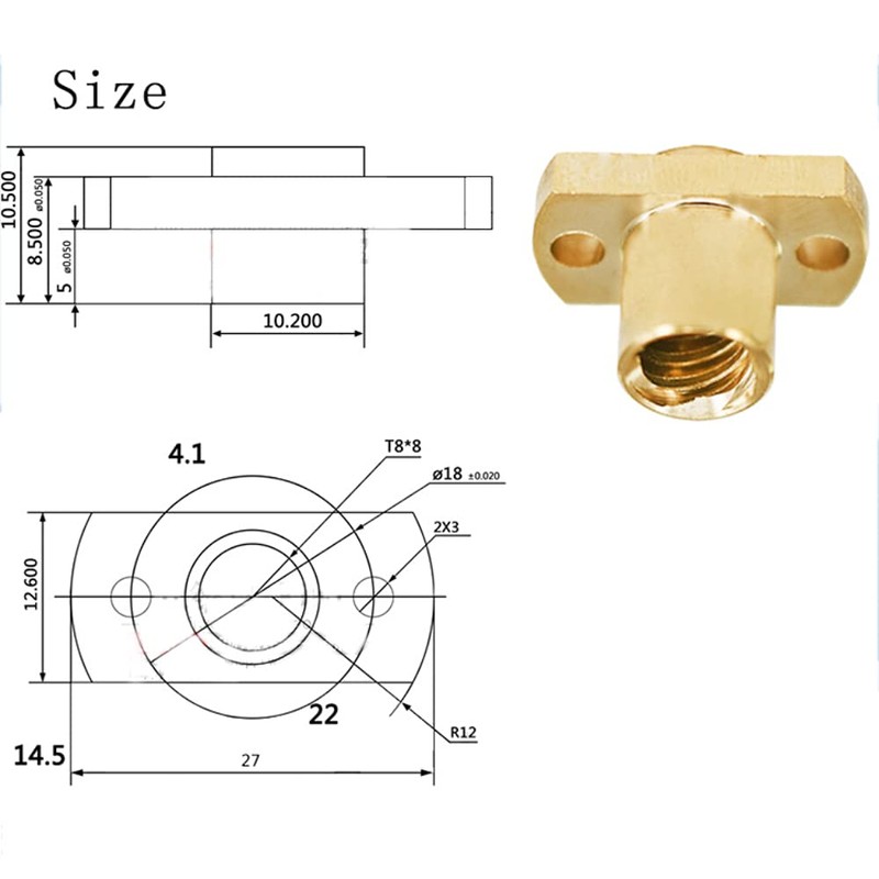 DollaTek 4pcs T8 Lead Screw nut Pitch 2mm Lead 8mm