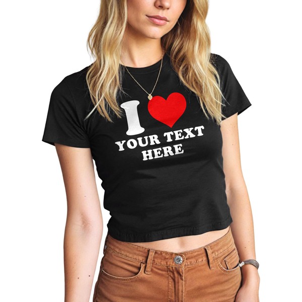 FLOCHIL Personalized I Love My Boyfriend Baby Tee Crop Top