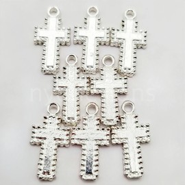Ny6design Pewter Cross Charms – 19mm 8pcs Mini Silver Pendants for DIY Bracelets &Necklace