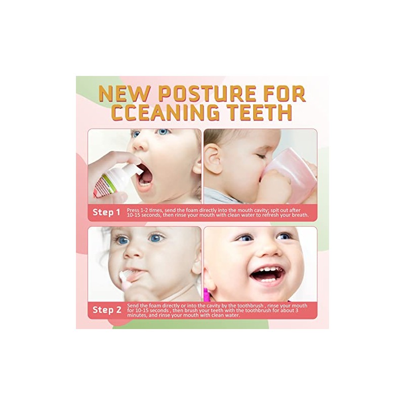 Foam Toothpaste Kids 2PCS, Toddler Toothpaste Cavity Protection, Clean and