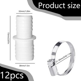 Pack of 4 Pool Adapter 32 mm to 38 mm, Pool Hose Adapter with 8 Stainless Steel Hose Clamps, Pool Hose Adapter, Pool Hose Connector, Hose Connector, Pool, Chlorine Adapter - Double Hose Nozzle