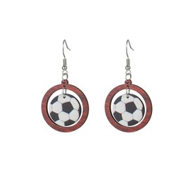 Baseball Earrings Football Dangle Earrings for Women Girls Cute Sport Ball Dangle Earrings,Soccer Volleyball Tennis Rugby Earrings Sport Fans Players Jewelry Gift, Wood, no