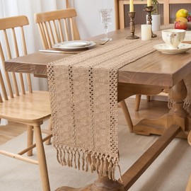 Voreppy Brown Table Runner Boho Farmhouse Table Runners for Dining Table 30x180cm Coffee Table Woven Cotton Linen Rustic Table Cover for Kitchen Dining Table Decoration