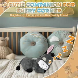 Forest & Twelfth 14.5” Dozy Stuffed Animal – Adorable Sleeping Barnyard Large Stuffed Animals for Babies, Infants, and Toddlers, Adorable Big Plushies Ideal as Home Decor, Cuddle Pillow (Donkey)