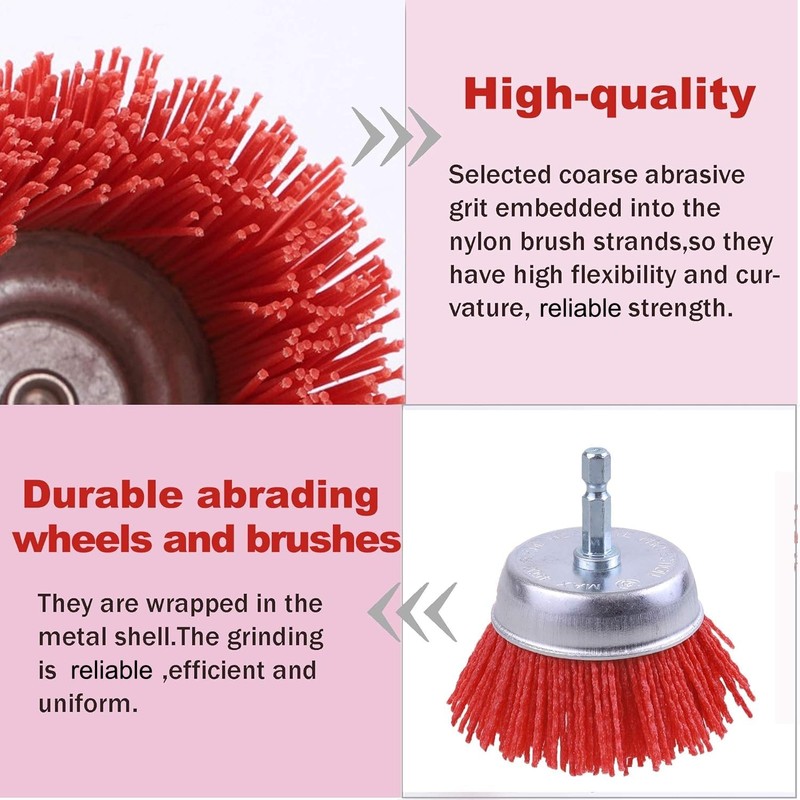 Rocaris 10 Pack Nylon Filament Abrasive Wire Brush Wheel &