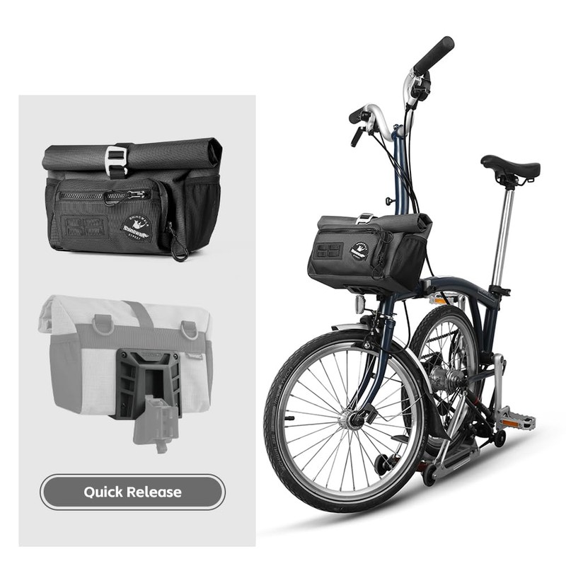 Rhinowalk Bike Handlebar Bag for Brompton Folding Bike Quick Release