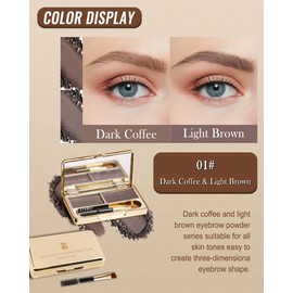 Eyebrow Powder Kit,2 Colors Light Coffee/Dark Brown Eye Brow Powder Tinting Palette,Long-Lasting Waterproof Brow Filler Defined Natural Eyebrow Contour Mother's Makeup Gift with Brow Brush &Razor-01