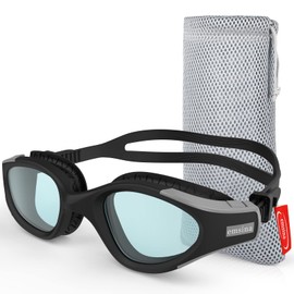 Emsina Swim goggles, AU2 Super Anti-Fog Polarized Swimming goggles Adult Men Women Youth (BlackGray Smoke Lens)