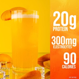 Rule One Proteins Clear Isolate - 20g All-whey Isolate Protein, Over 9g EAAs, 300mg of Electrolyte Minerals, 90 Calories, Light, Crisp, and Refreshing Taste (27 Servings, Peach Mango)