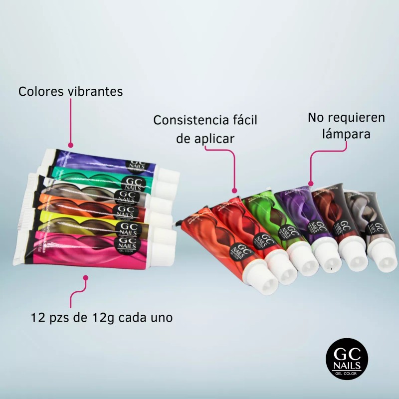 GC Nails Kit De Pinturas Acrílicas Premium Para Uñas. 12pzs.