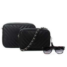 AOSSTA Women's Cross-Body Bag Designer Quilted Shoulder Bag for Women Handbag Tassel With Chain Strap (Pink, S)