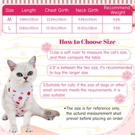 HACRAHO Recovery Suit for Cat, 1 PCS Strawberry Cat Recovery Suit Breathable E-Collar Alternative for Cats and Dogs, L