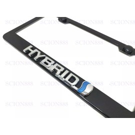 License Plate Frame 1pc 3D HYBRID Emblem Badge BLACK Stainless Metal License Plate Frame Holder