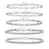 5 Pcs Chain Bracelets for Men Women - Sturdy Stainless