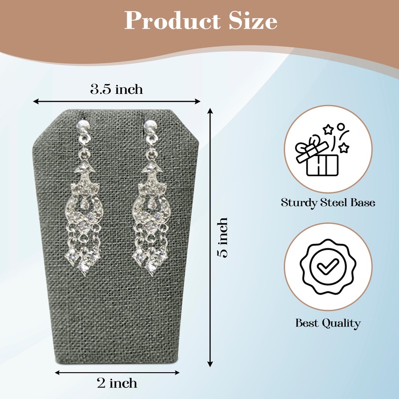 Novel Box 3 Pack Gray Linen Earring/Pendant Display Stand 3.5x2x5