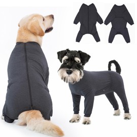 Yeapeeto Dog Onesie Surgery Recovery Suit for Large Medium Bodysuit Dogs Pajamas PJS Full Body for Shedding, Prevent Licking, Wound Protection, Cone Alternative(XL,Dark Grey)