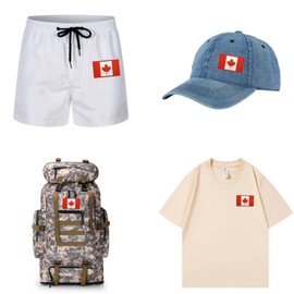 5pcs Canada Flag Embroidered Patches,Sew On Appliqué Closure - Durable for DIY Badge Patch Clothing, Hats,Arm Bands, Bags Accessories