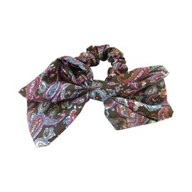 Green Paisley Bow Scrunchie Pony Holder Hair Twister for Women and Girls (Motique Accessories)