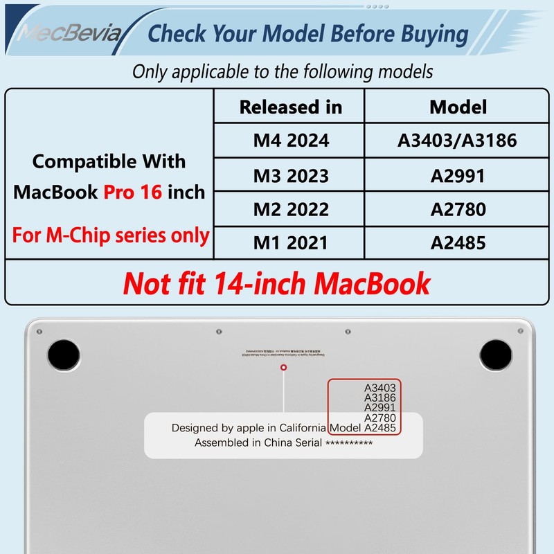 MecBevia for MacBook Pro 16 inch Case M5 M4 M3