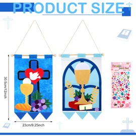 6 Sets Holy Communion Banner First Communion Banner Kit Boys Communion Felt First Communion Grapes Craft 1st Communion Banner Kit for Boys or Girls Catholic Craft Pack Pew Decoration Set