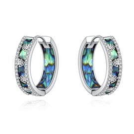 HOPEEZZ Viking Abalone Hoop Earring Sterling Silver Celtic Knot Dangle Earring for Women(larimar)