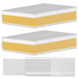 uxcell 100 Pcs Self Adhesive Label Holder Shelf Tag, 3 x 1.2 Inch Shelf Strips Price Tag Index Card Clear Labels Holders with Paper Label for Supermarket Library Bookshelf