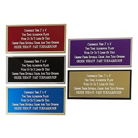 Engraved Two Tone Aluminum Plate with up to 5 Lines of Diamon Drag Engraving Memorial Trophy Fantasy 2”X4”