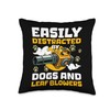 Easily Distracted By Dogs And Leaf Blowers Autumn Throw Pillow