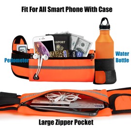 Running Belt Waist Packs,Workout Fanny Pack,Ultra Light Bounce Free Waist Pouch Fitness Workout Belt Sport Waist Pack for Women Men,Adjustable Waistband Bag for All Kinds of Phone (Orange)