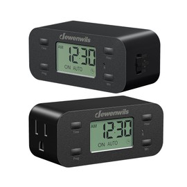 DEWENWILS 24 Hour Programmable Digital Timer Outlet with 1 Grounded Outlet, 2 Pack Timers for Electrical Outlets, 3 Prong Light Timer for Indoor Lamp Fan Aquarium, 125V/15A/1000W, 1/2 HP, Black