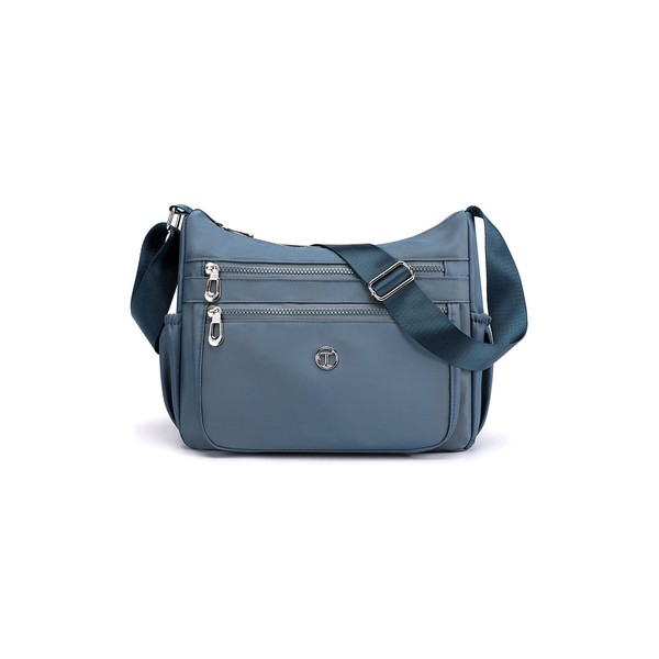 T.Y.ryanryan Women's Shoulder Bag, Cross-body Design, Lightweight, Nylon, Shoulder Bag, sax blue