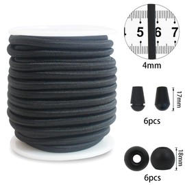 ZHFMLY 4mm Black Bungee Shock Cord 5/32 inch Thick Elastic String Rope 30ft Elastic Stretchy Cord with Nylon Sleeve and Heavy Strength for Boots,Bags, Tents, Kayak Decks,DIY Crafts Sewing ZH155