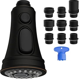 Hibbent Kitchen Faucet Head Replacement, Pull Down Faucet Spray Head, 3 Function Faucet Sprayer Nozzle, 9 Adapters Compatible with Moen, American Standard, Delta, Kohler Faucets, Oil-Rubbed Bronze