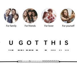 Gleamart Morse Code Bracelets Sterling Silver Beads Silk Cord Bangles for U Got This