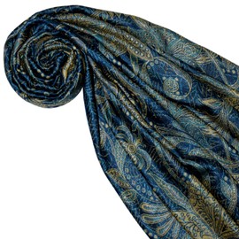 Lorenzo Cana Brand Men's Scarf Natural Fibre Opulent Pattern in Harmonious Colours with Fringes 70 cm x 200 cm 7843911, turquoise