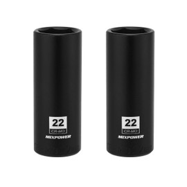 MIXPOWER 2 Pieces 1/2 Inch Drive Deep Impact Socket, CR-MO, 22mm, 6 Point, Radius Corner Design, Axle Nut Impact Grade Socket for Easy Removal, 2PCS Set