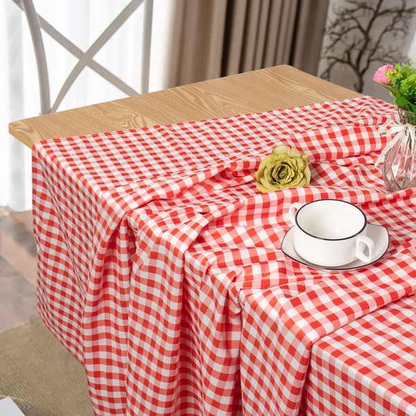 DUOBAO Red and White Checkered Tablecloth Square 54 Inch Gingham