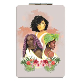African American Expressions - Natural Beauties Compact Mirror - Elegant Due-Sided Make up - Perfect for Travelers - PM-26